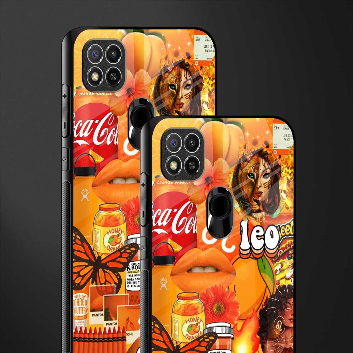 leo aesthetic collage glass case for poco c31 image-2