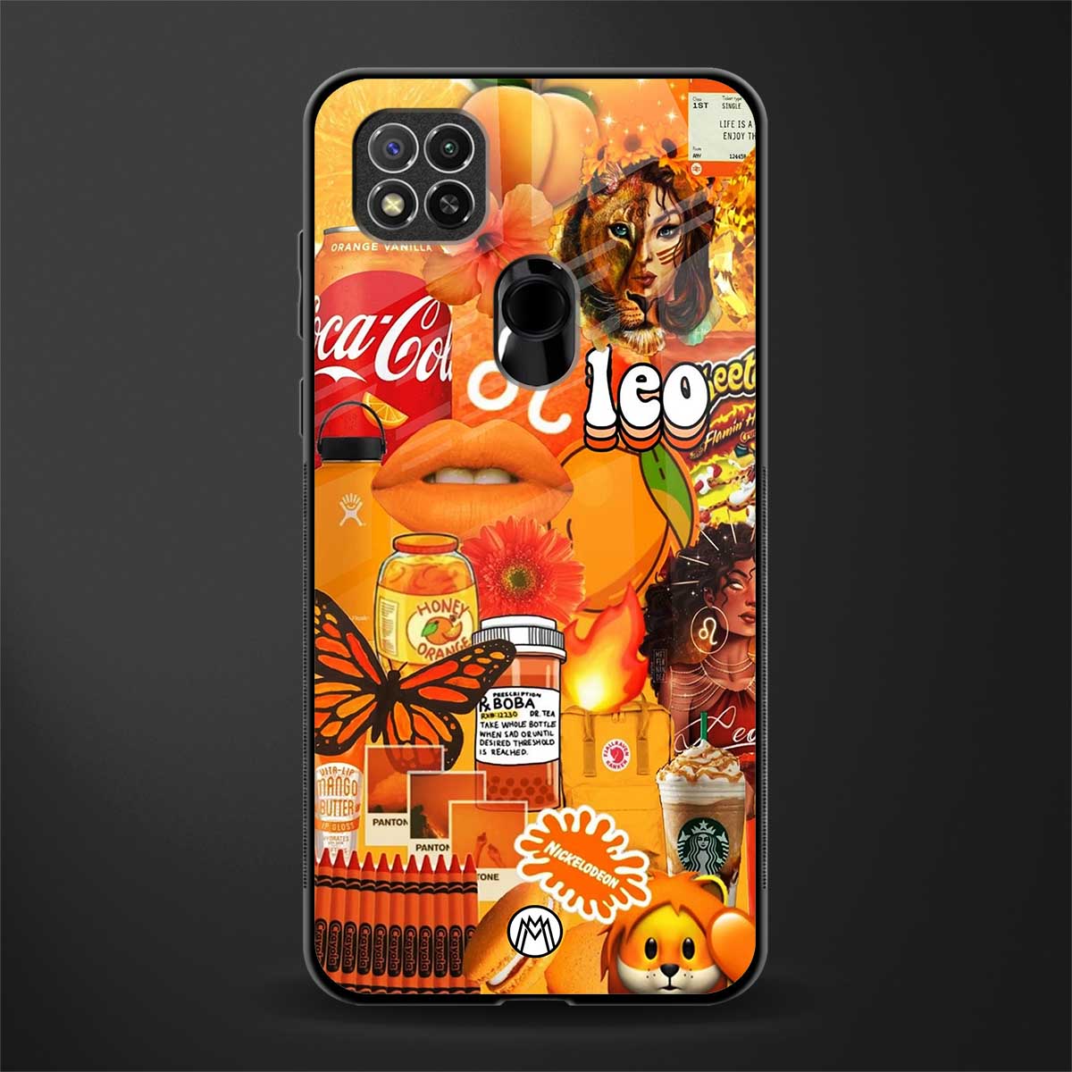 leo aesthetic collage glass case for redmi 9 image