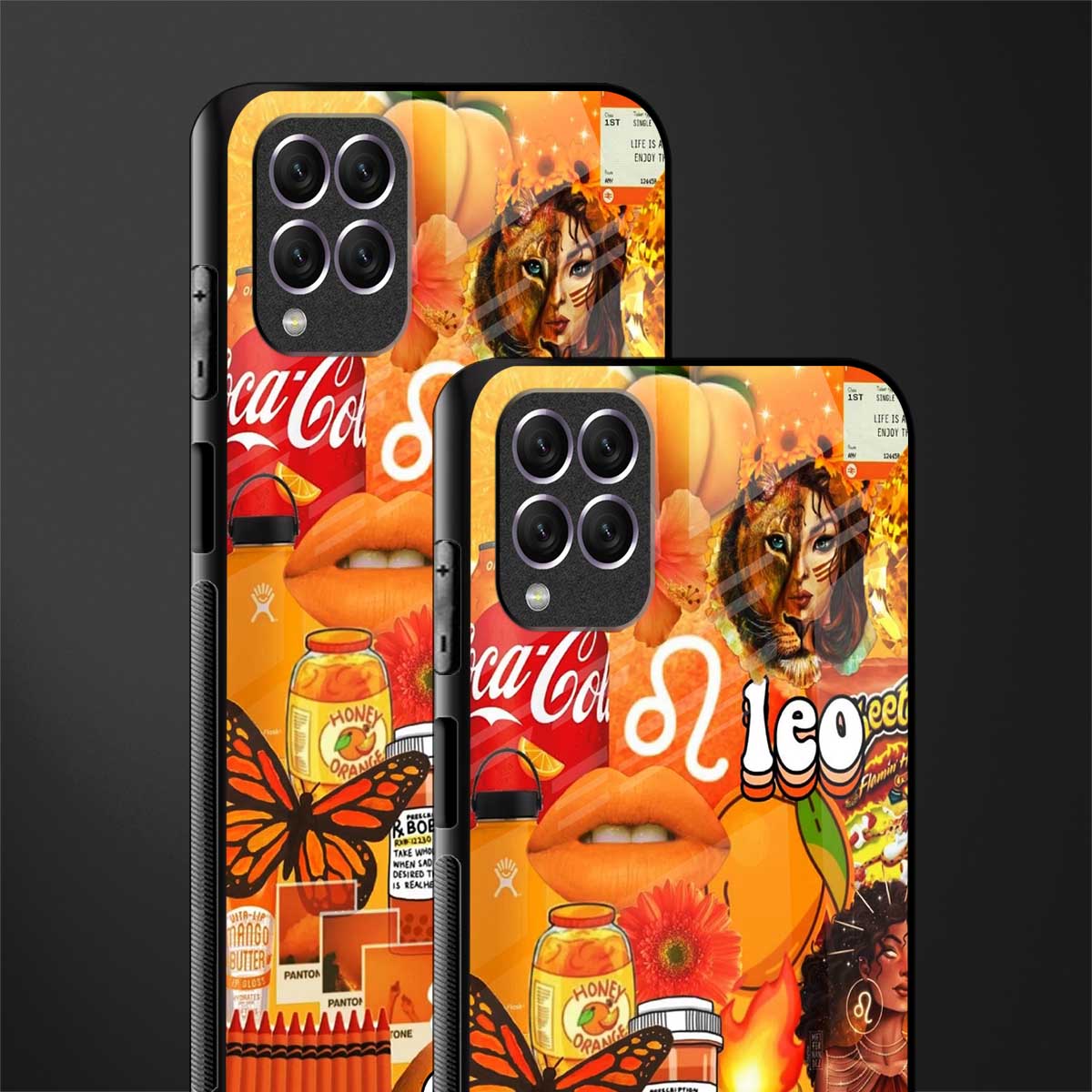 leo aesthetic collage glass case for samsung galaxy f62 image-2