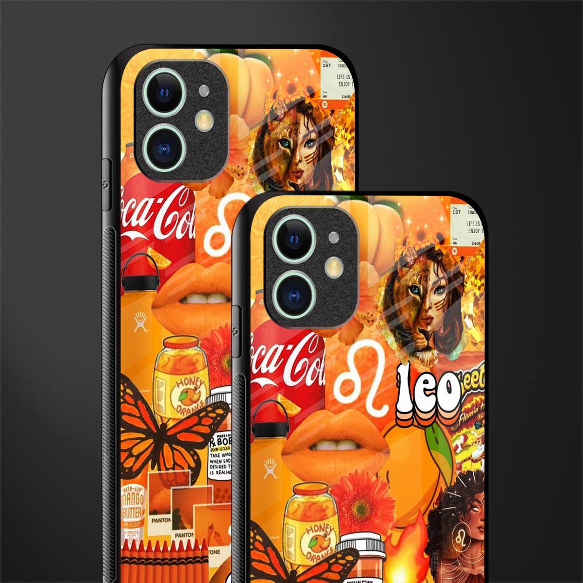 leo aesthetic collage glass case for iphone 11 image-2