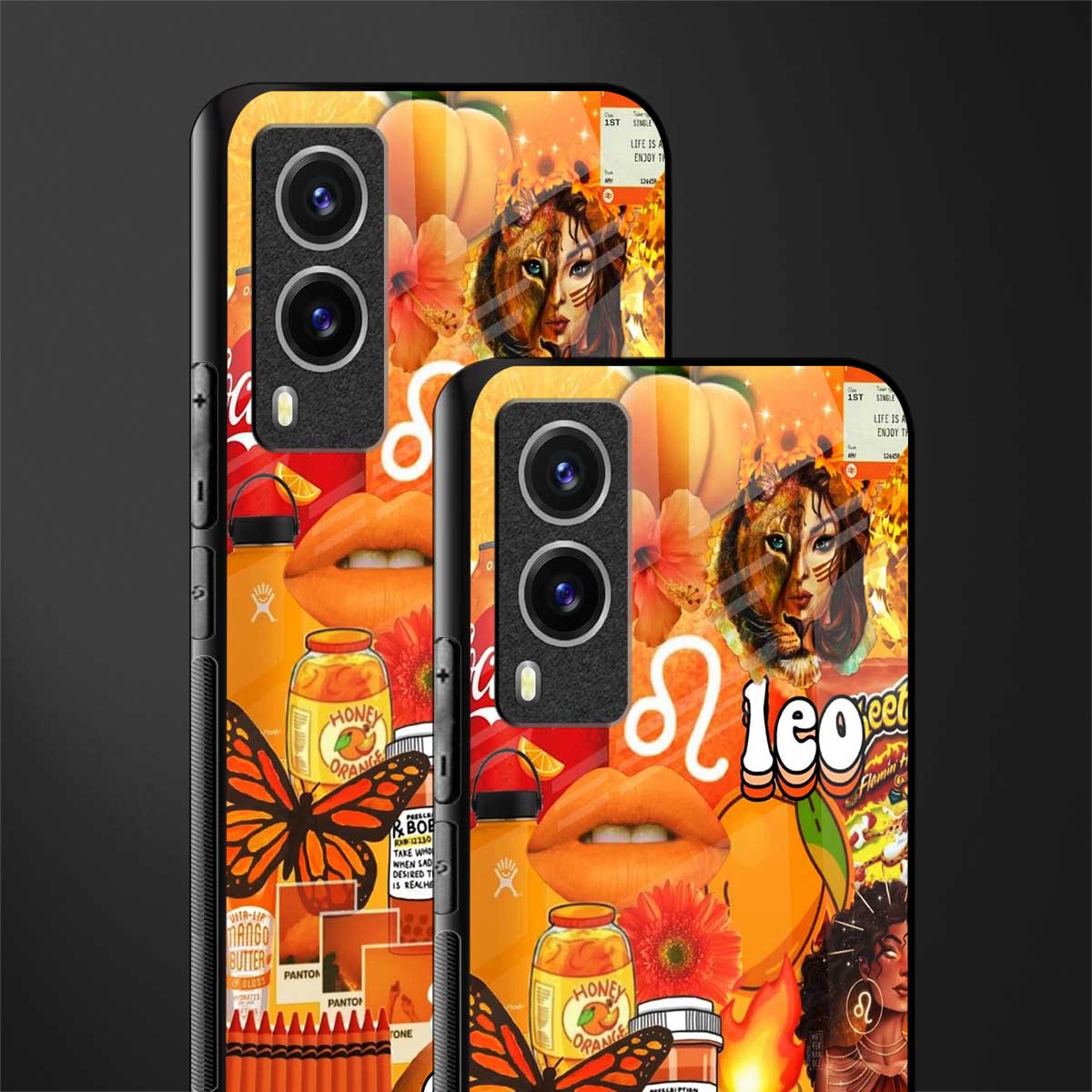 leo aesthetic collage glass case for vivo v21e 5g image-2
