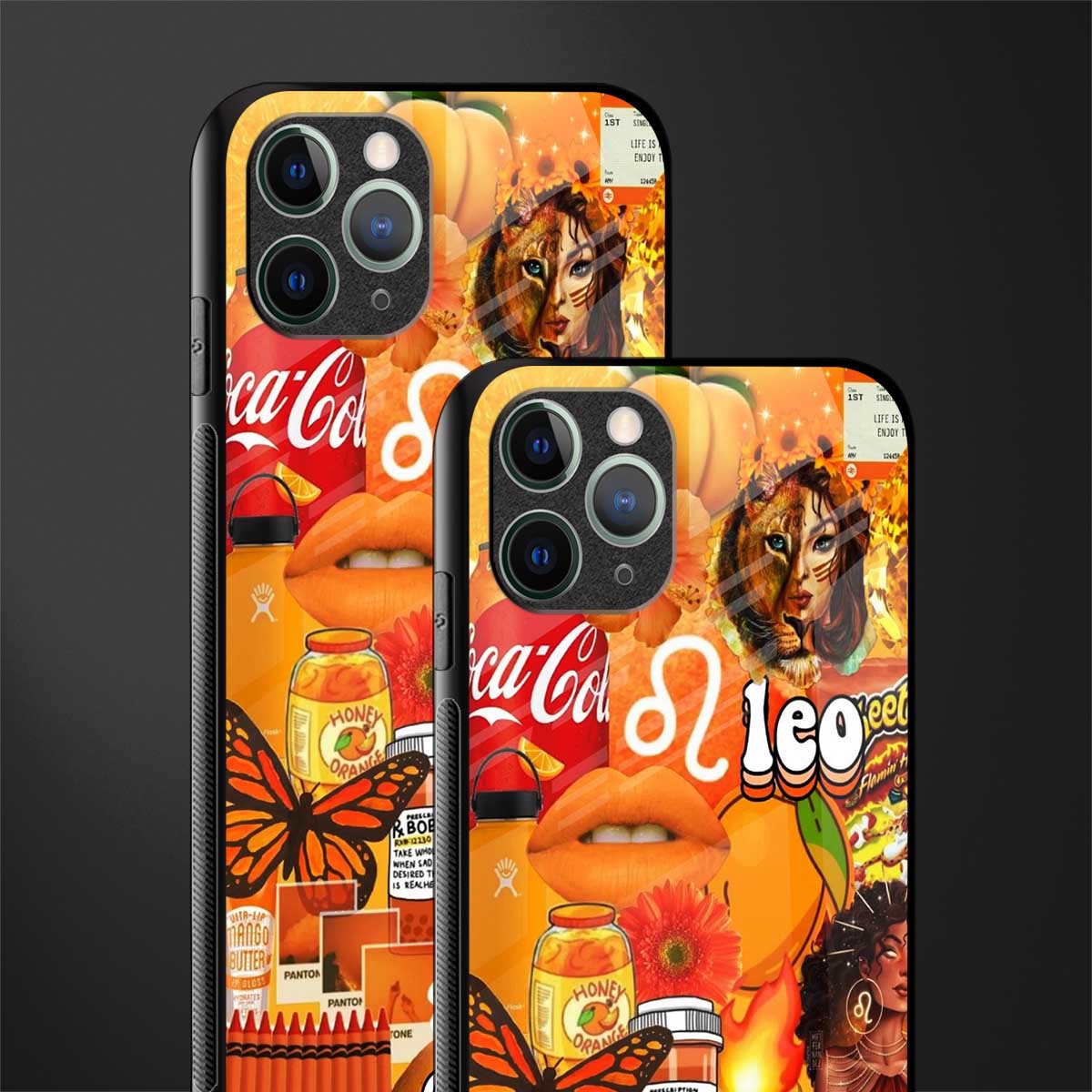 leo aesthetic collage glass case for iphone 11 pro image-2