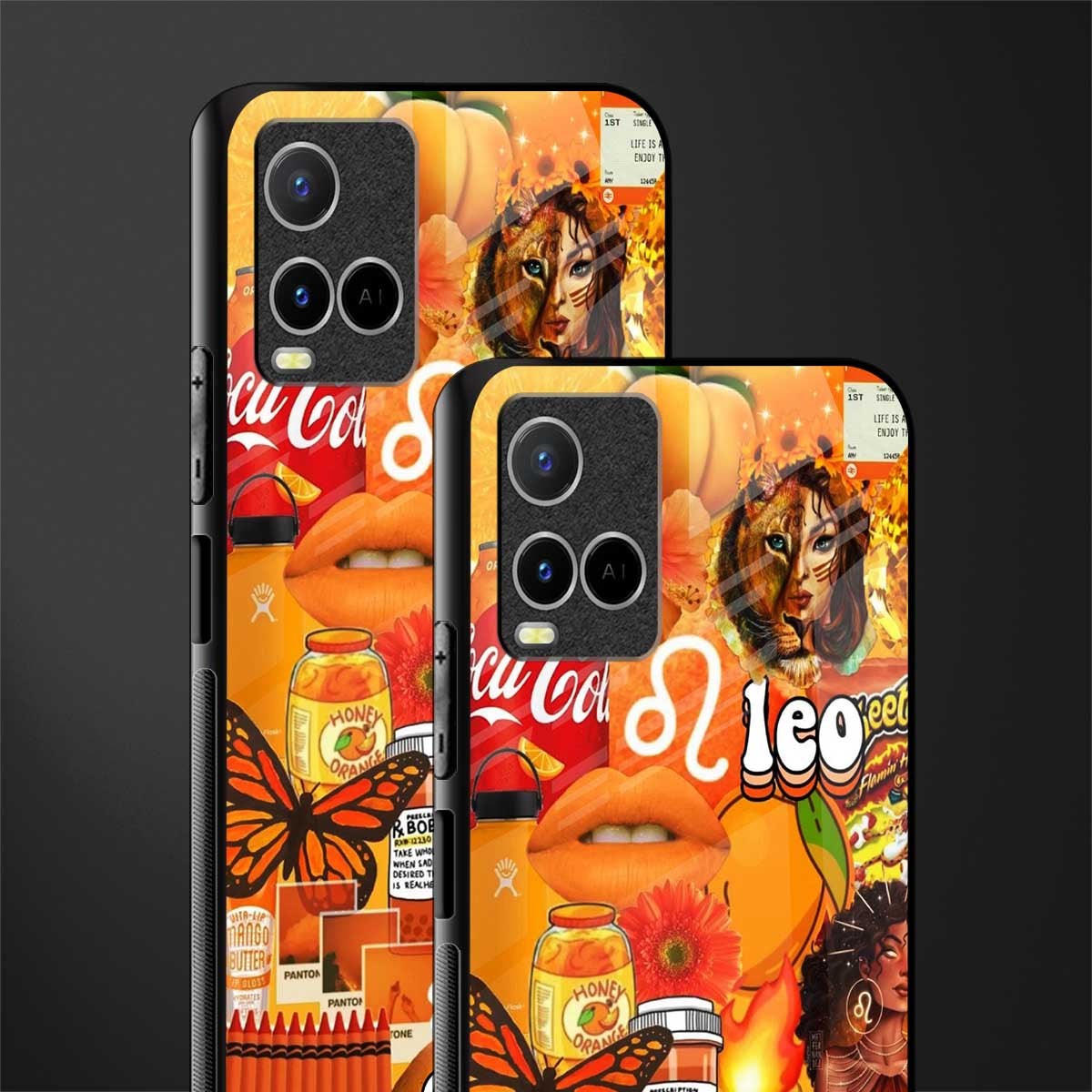 leo aesthetic collage glass case for vivo y33s vivo y33t image-2