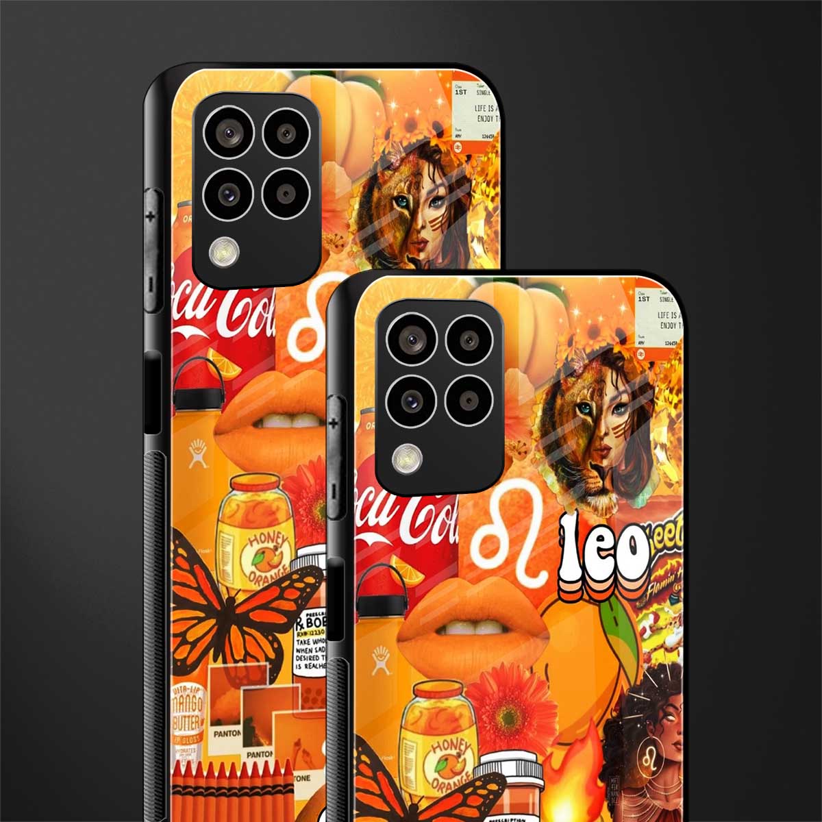 leo aesthetic collage back phone cover | glass case for samsung galaxy m33 5g