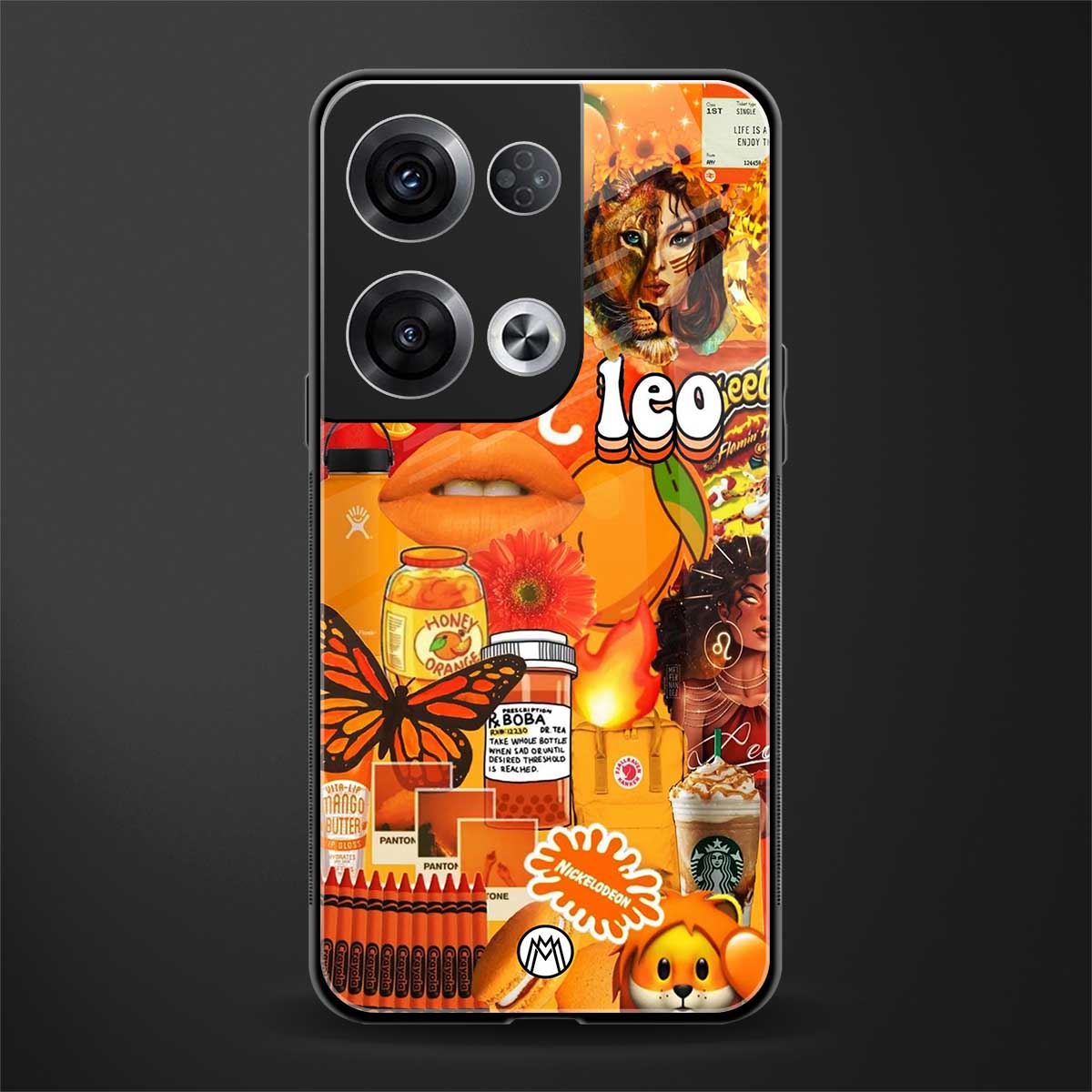 leo aesthetic collage back phone cover | glass case for oppo reno 8