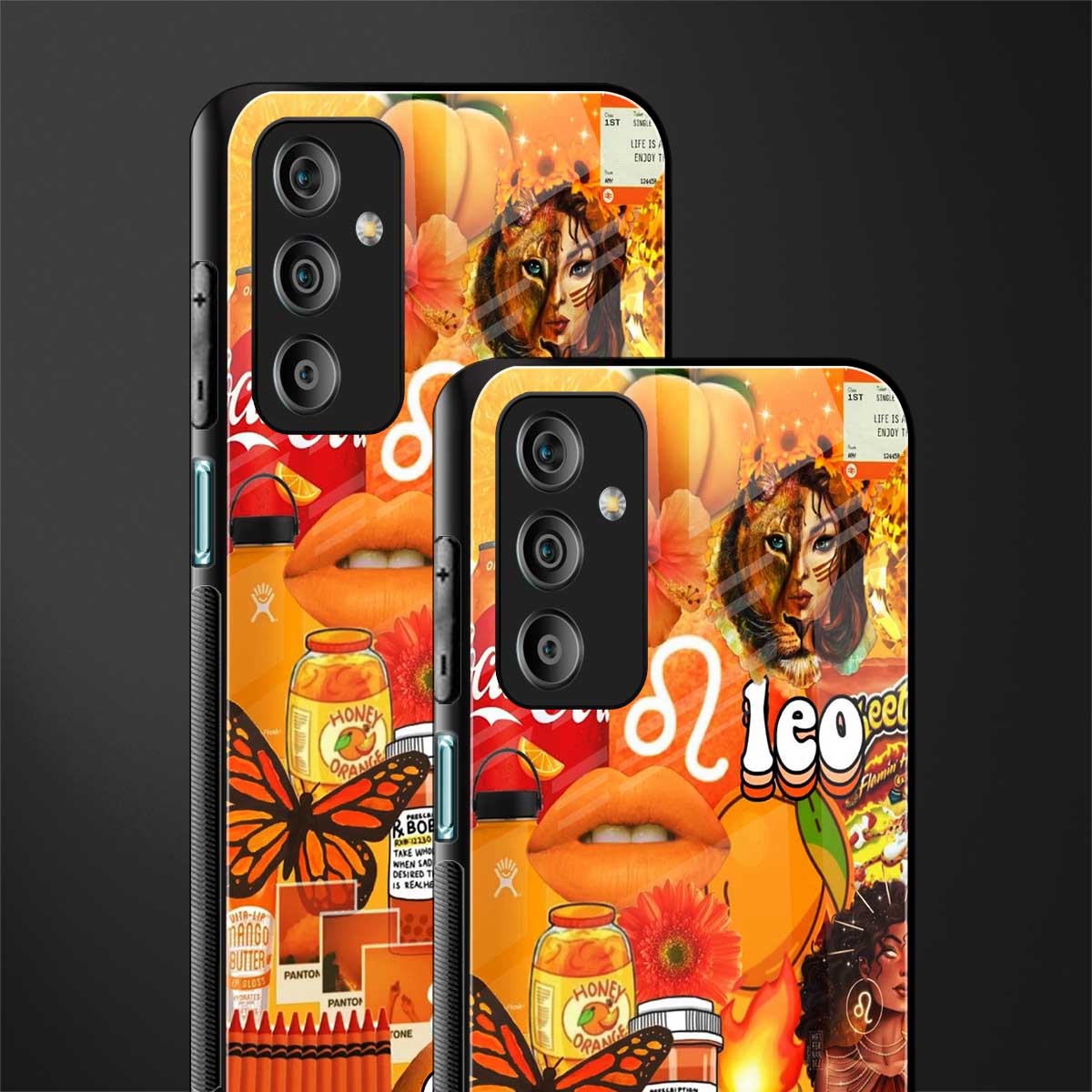 leo aesthetic collage back phone cover | glass case for samsung galaxy f23 5g
