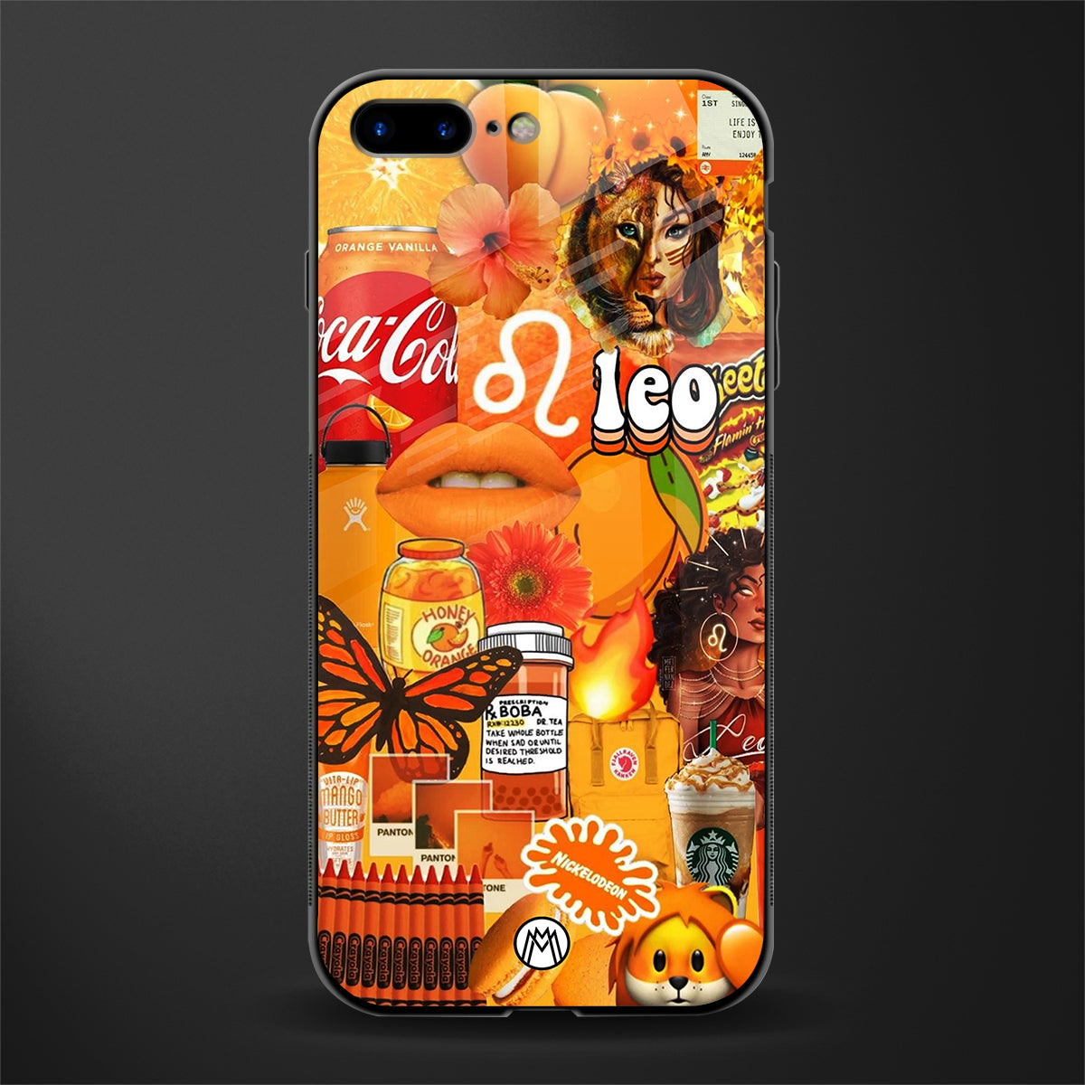 leo aesthetic collage glass case for iphone 7 plus image