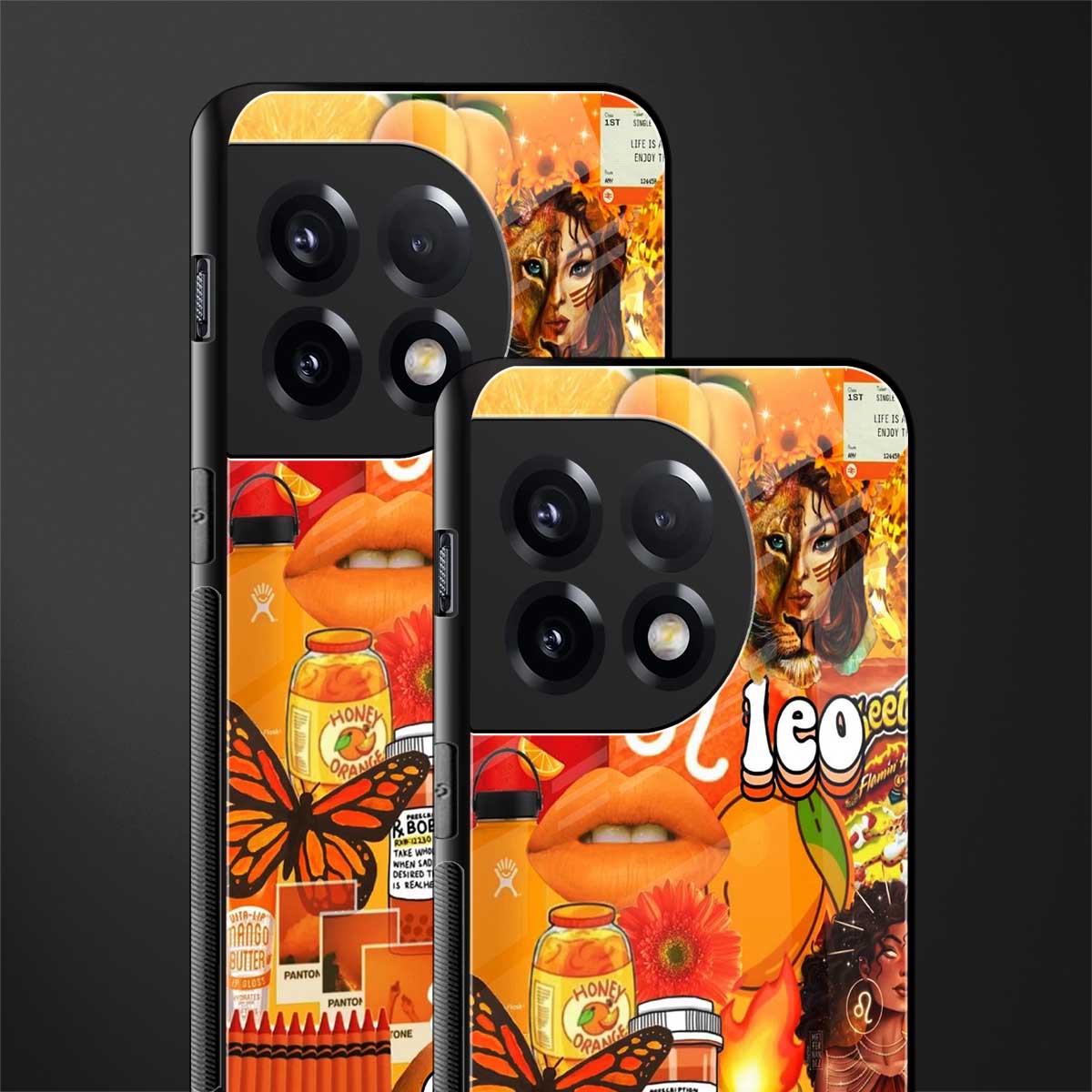 leo aesthetic collage back phone cover | glass case for oneplus 11r