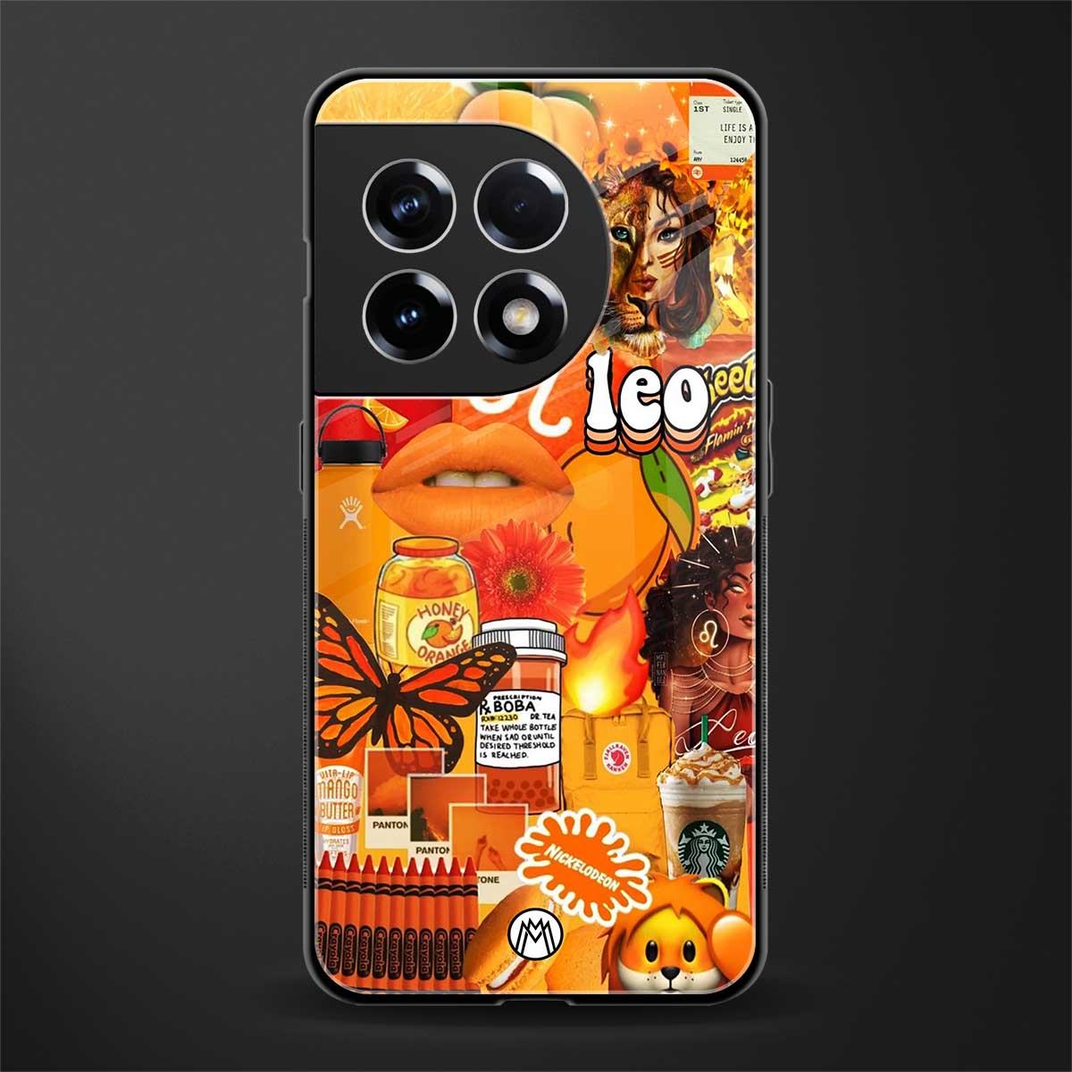 leo aesthetic collage back phone cover | glass case for oneplus 11r
