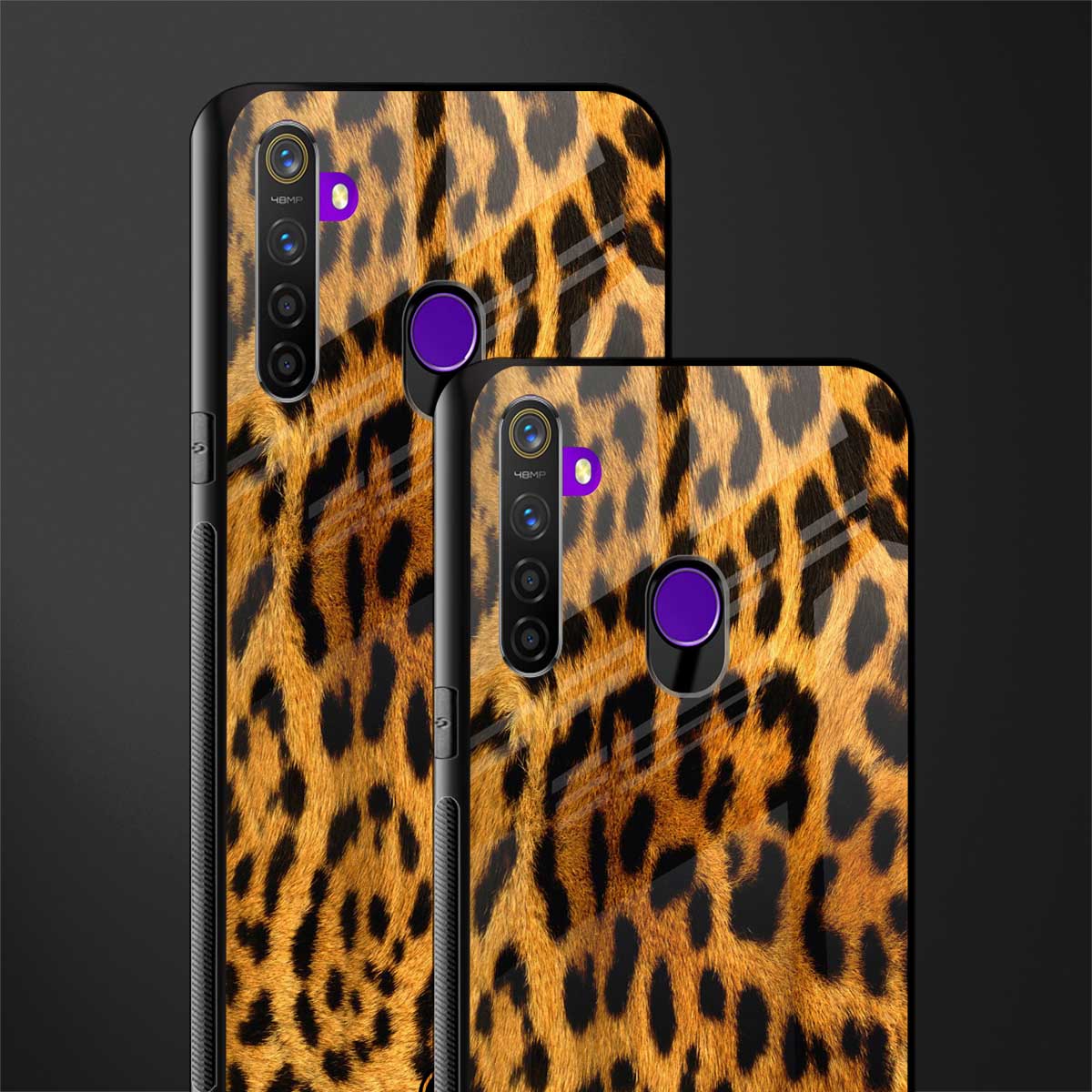 leopard fur glass case for realme 5s image-2