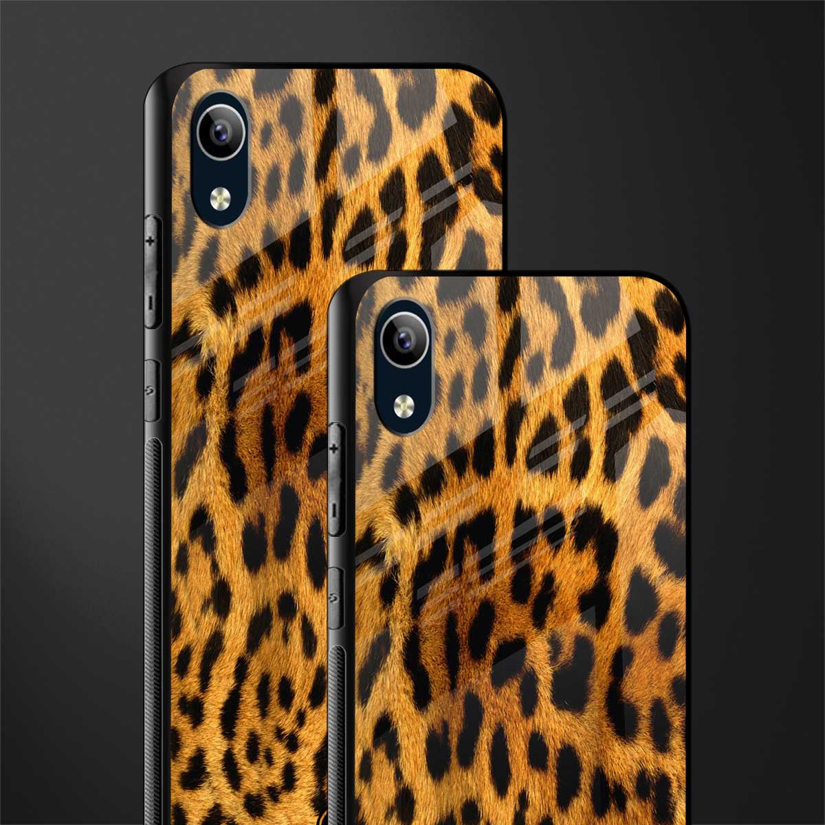leopard fur glass case for vivo y1s without fingerprint image-2