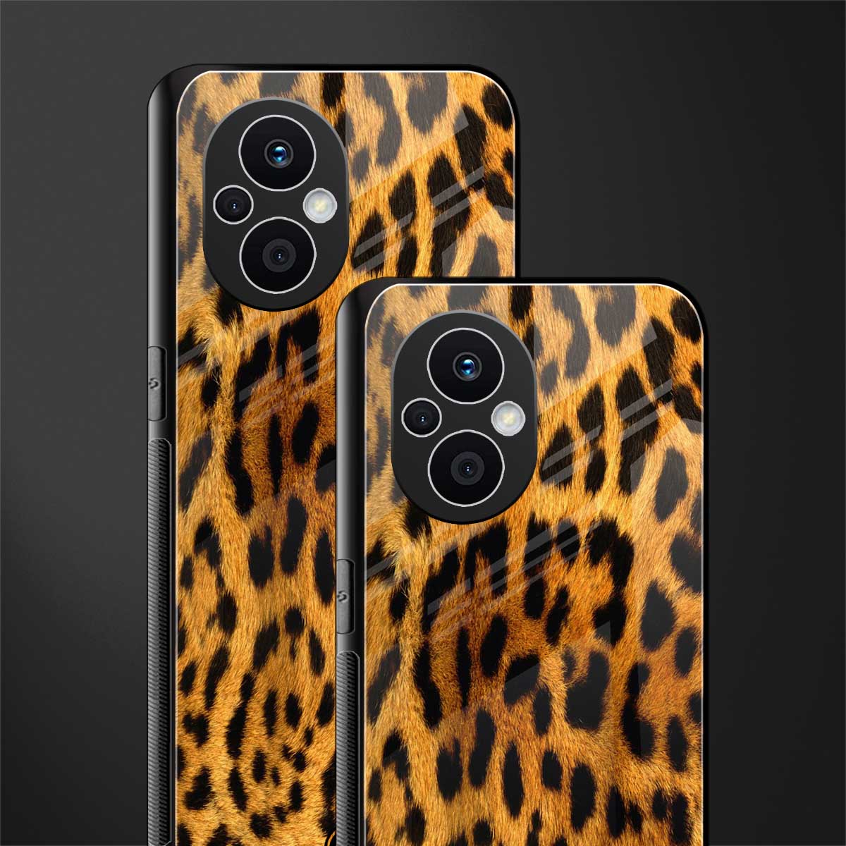 leopard fur back phone cover | glass case for oppo f21 pro 5g
