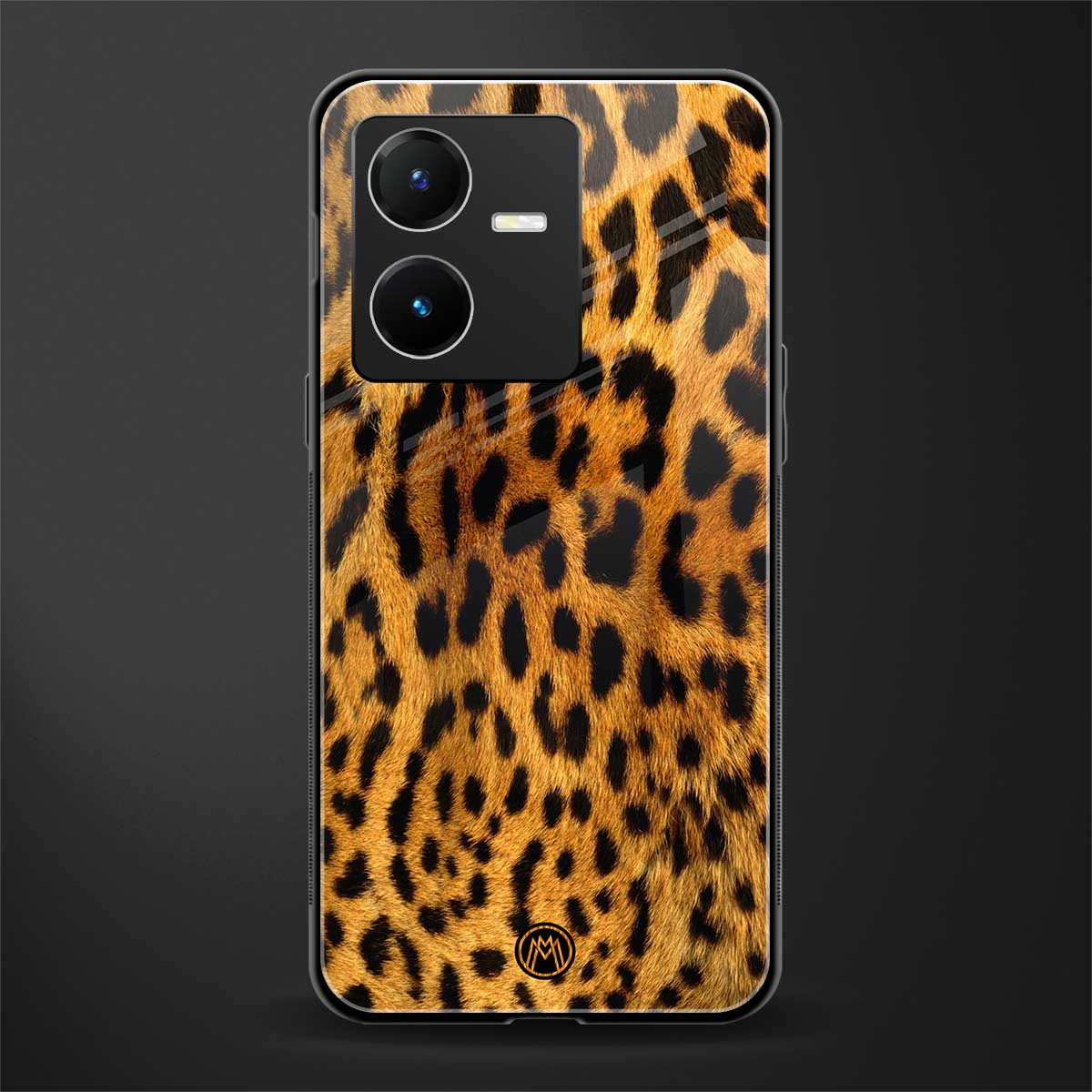 leopard fur back phone cover | glass case for vivo y22