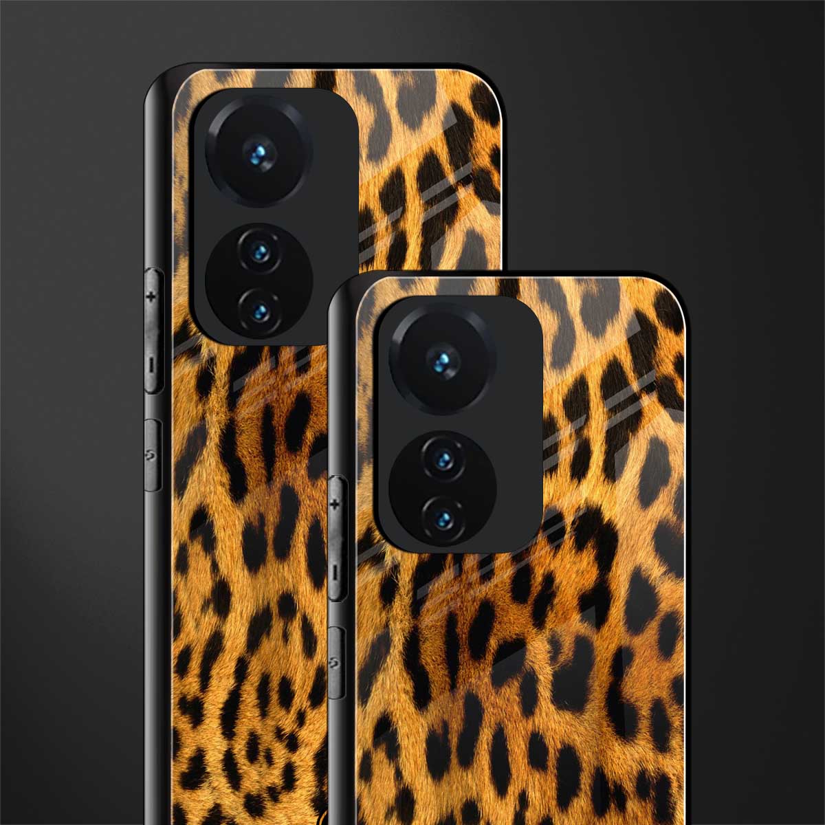 leopard fur back phone cover | glass case for vivo t1 44w 4g