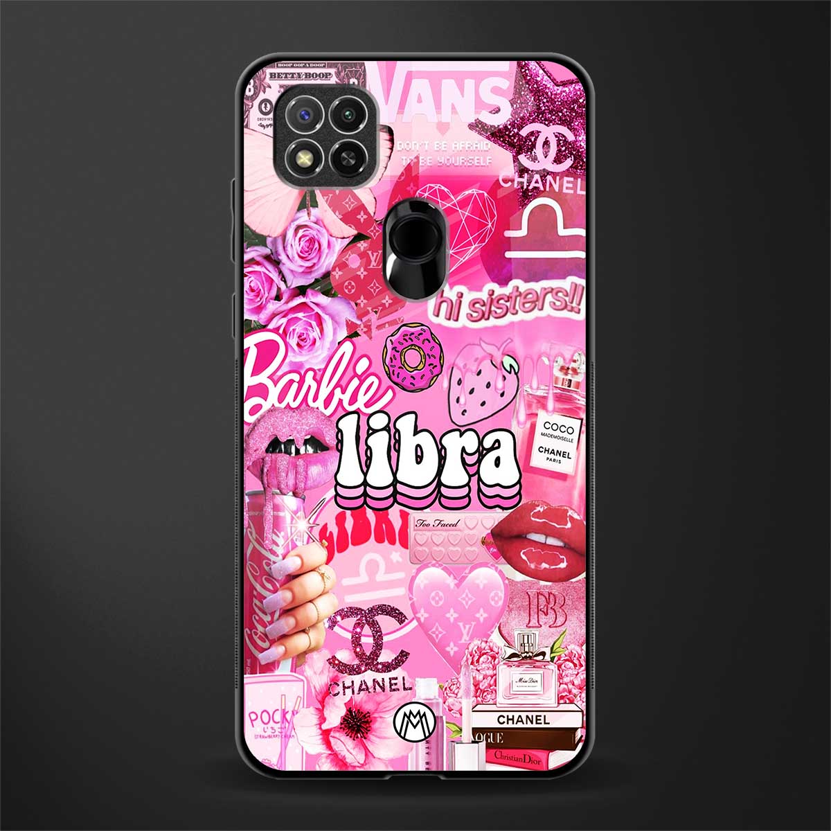 libra aesthetic collage glass case for redmi 9c image