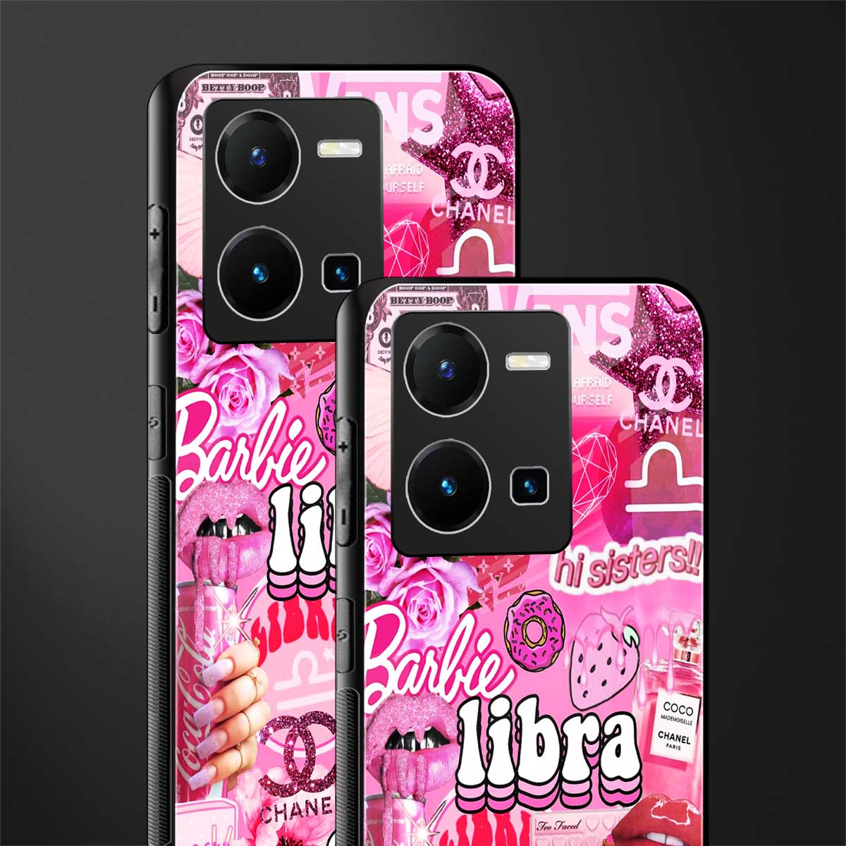 libra aesthetic collage back phone cover | glass case for vivo y35 4g