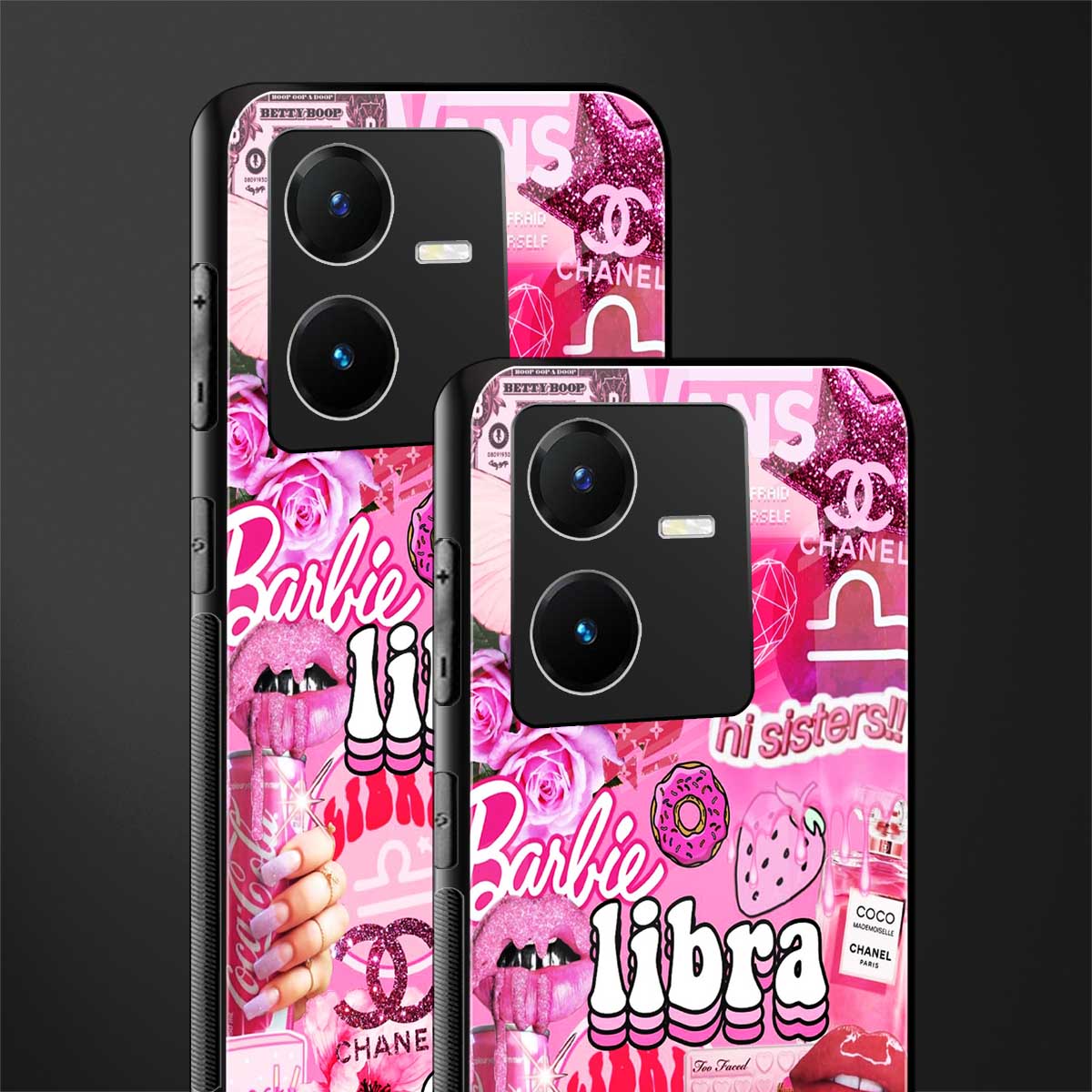 libra aesthetic collage back phone cover | glass case for vivo y22