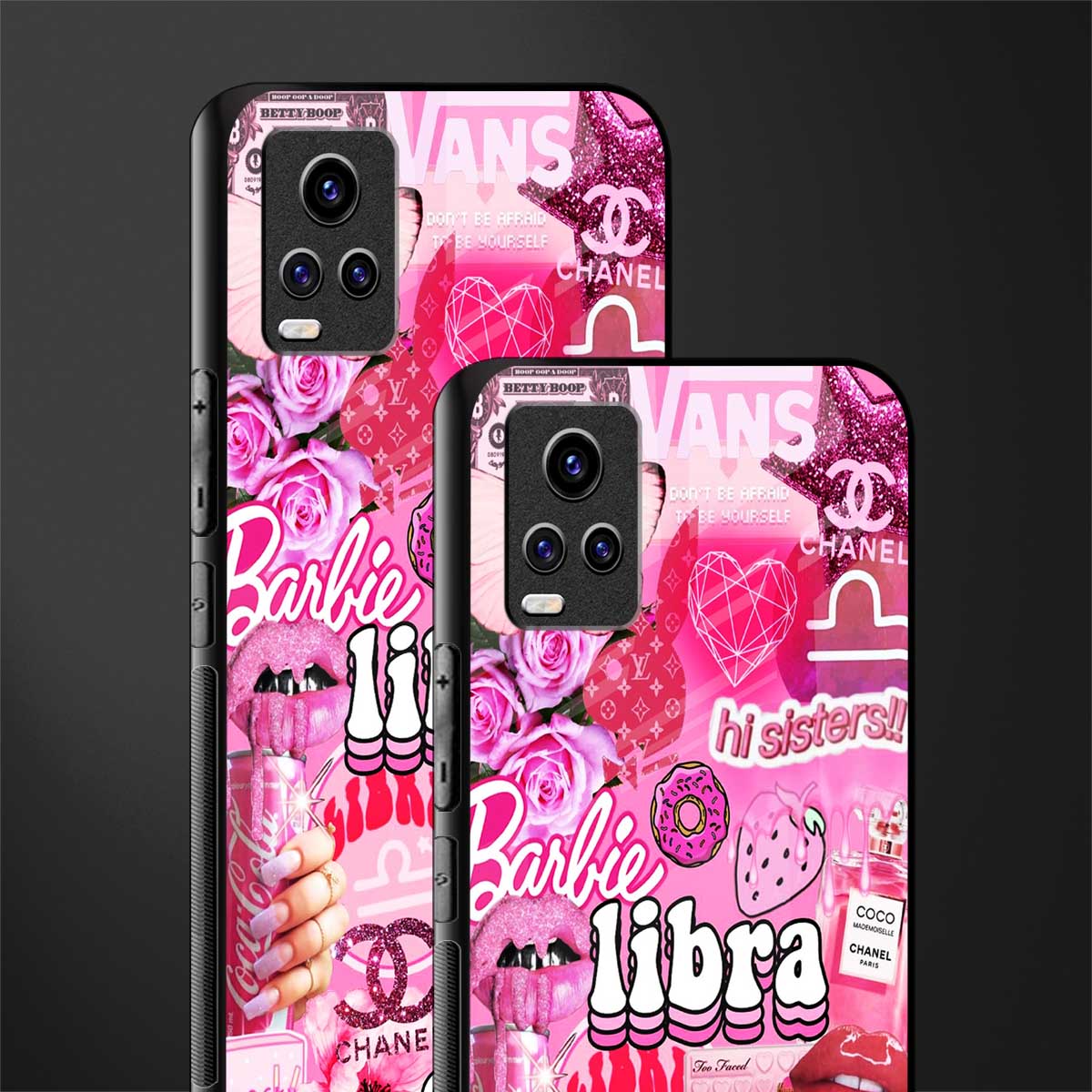 libra aesthetic collage back phone cover | glass case for vivo v21e 4g