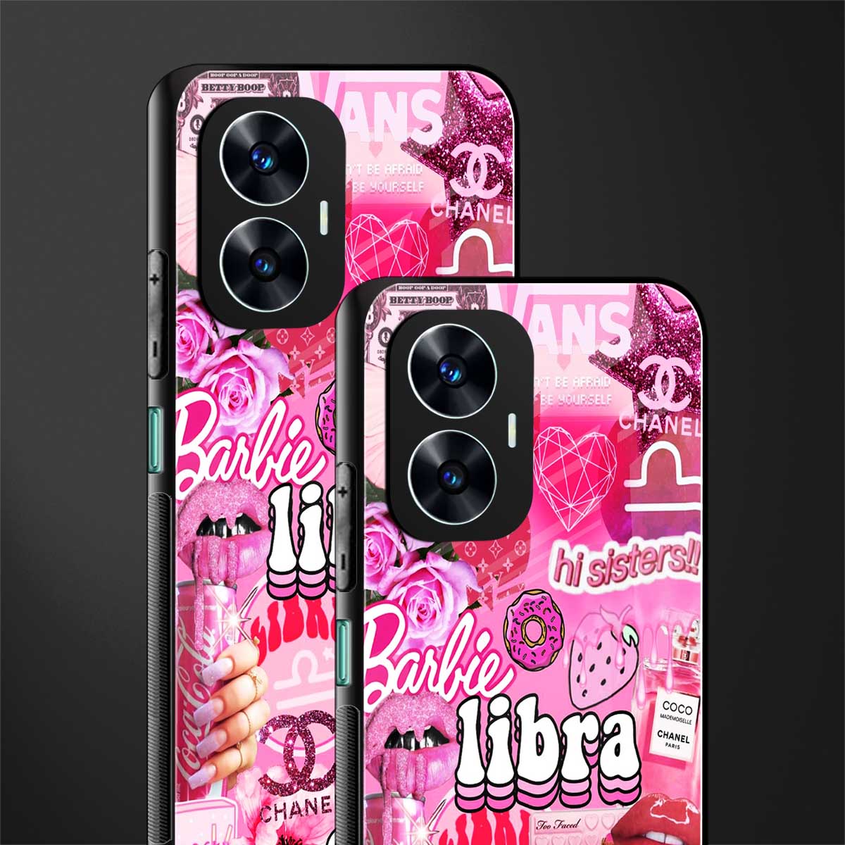 libra aesthetic collage back phone cover | glass case for realme c55