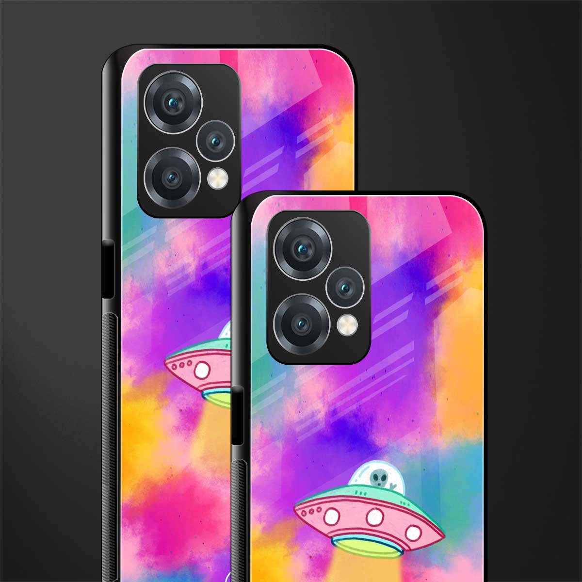 lil colourful alien back phone cover | glass case for oneplus nord ce 2 lite 5g
