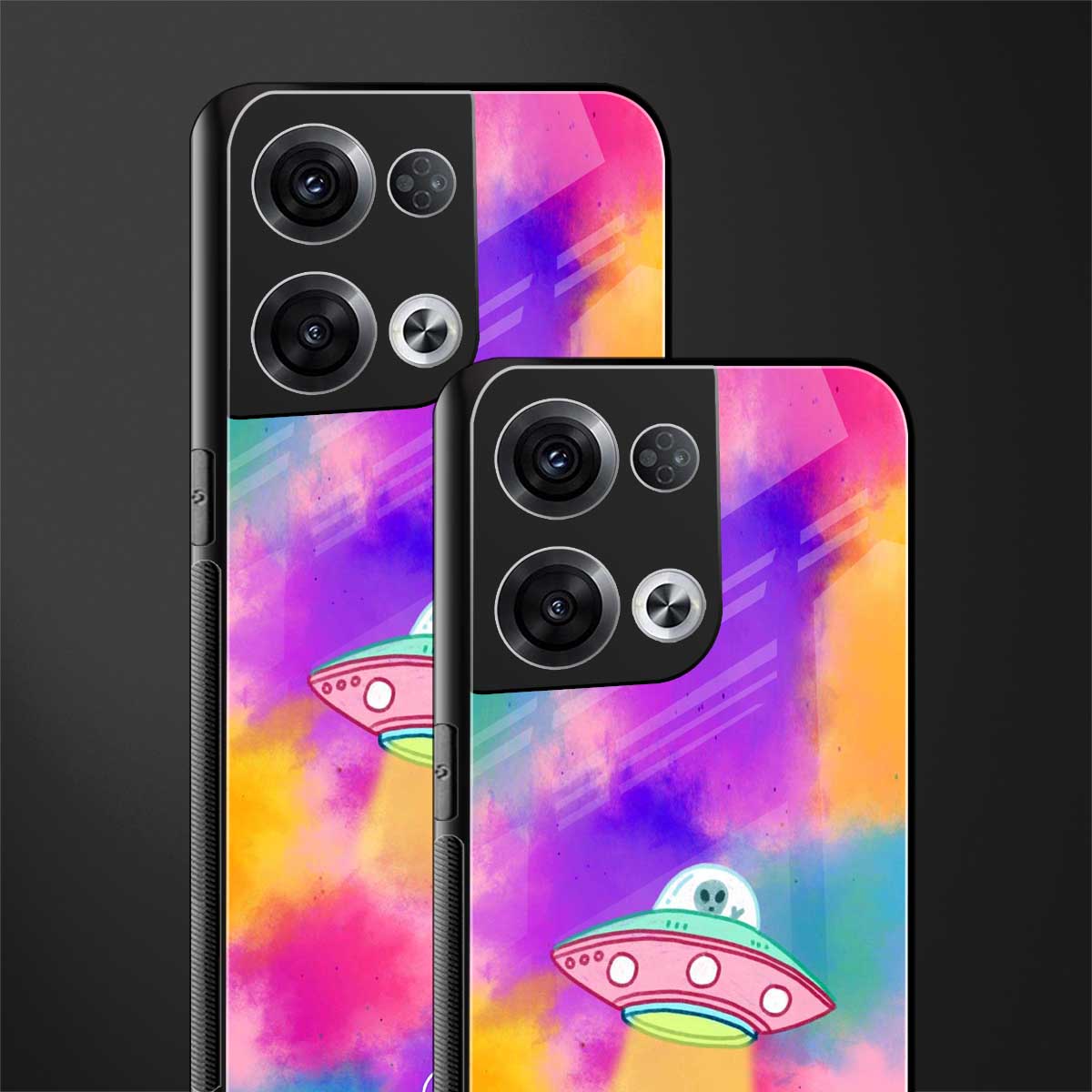lil colourful alien back phone cover | glass case for oppo reno 8 pro