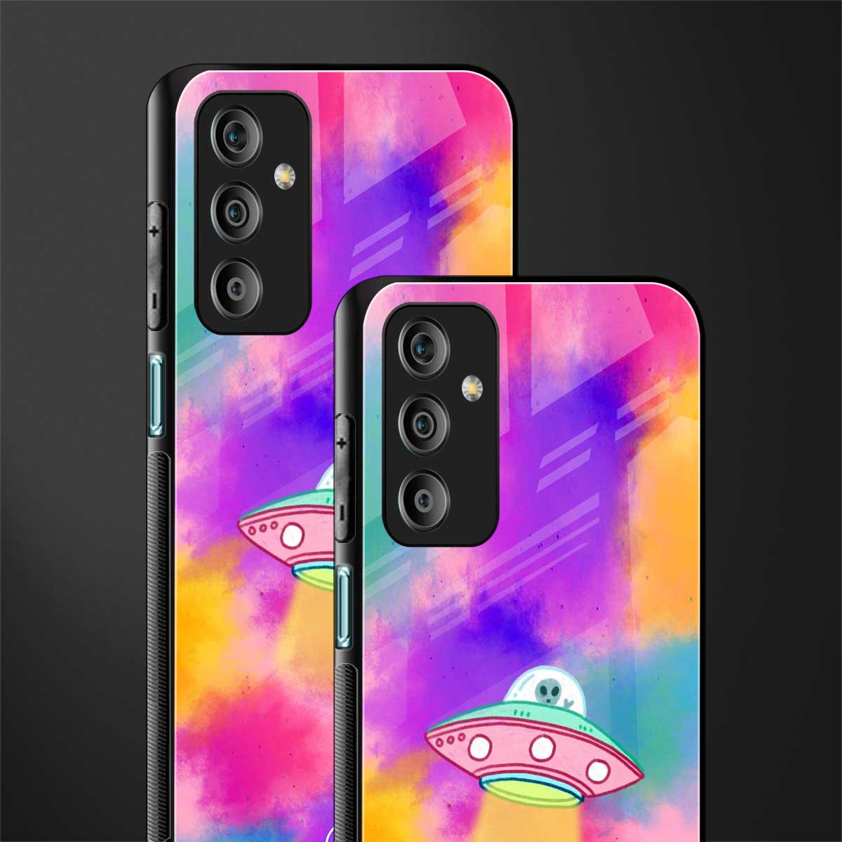 lil colourful alien back phone cover | glass case for samsung galaxy f23 5g