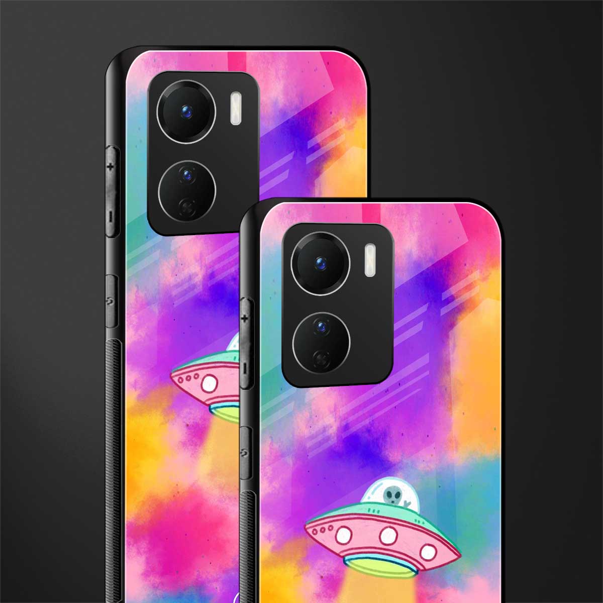 lil colourful alien back phone cover | glass case for vivo y16
