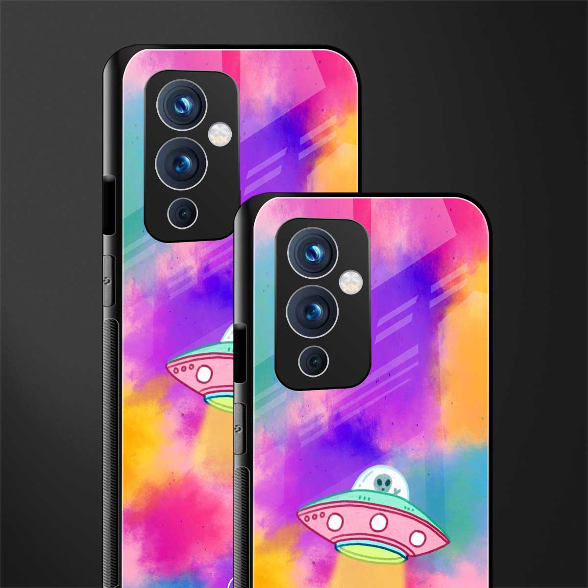 lil colourful alien back phone cover | glass case for oneplus 9