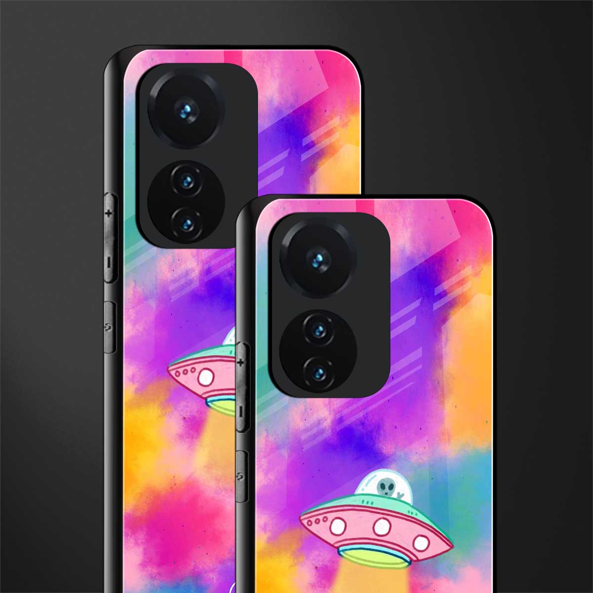 lil colourful alien back phone cover | glass case for vivo t1 44w 4g