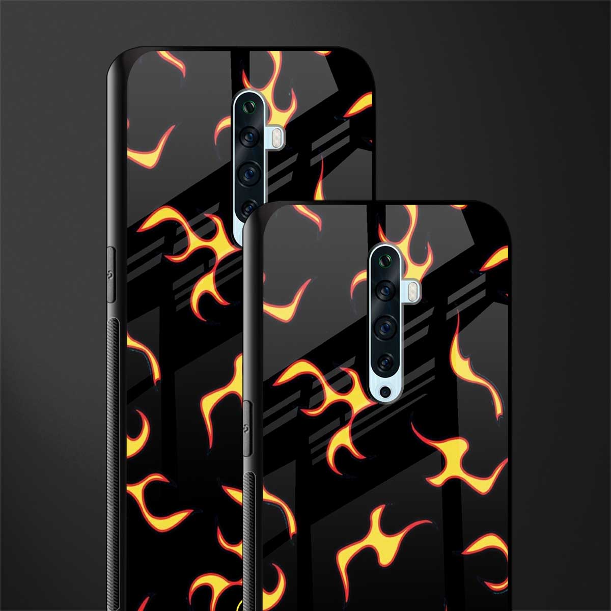 lil flames on black glass case for oppo reno 2f image-2