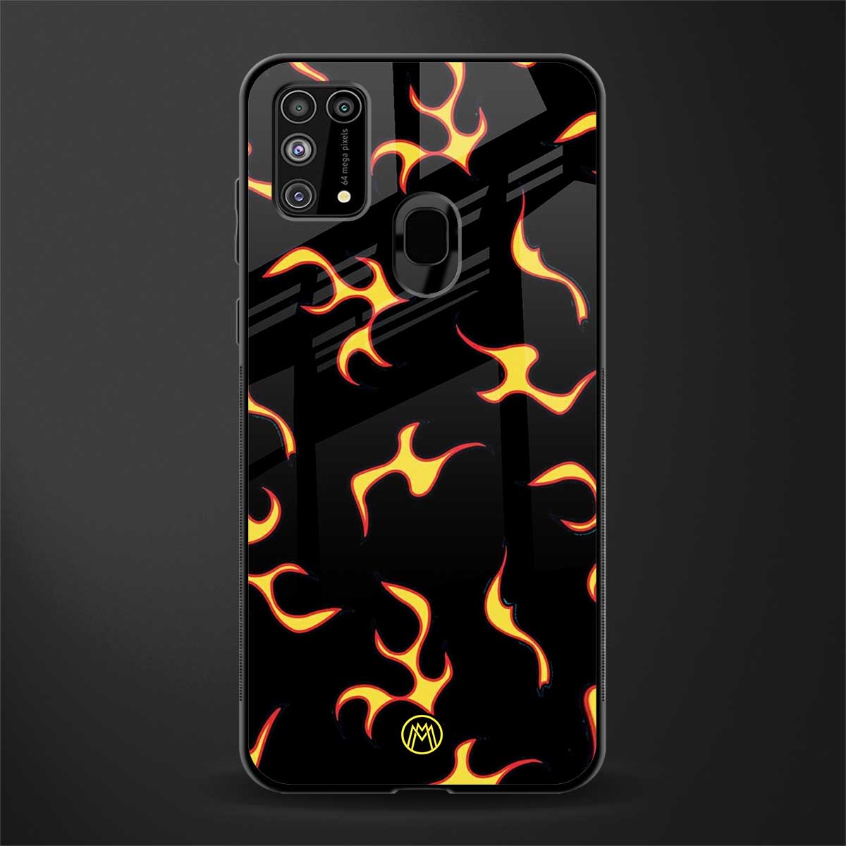 lil flames on black glass case for samsung galaxy m31 prime edition image