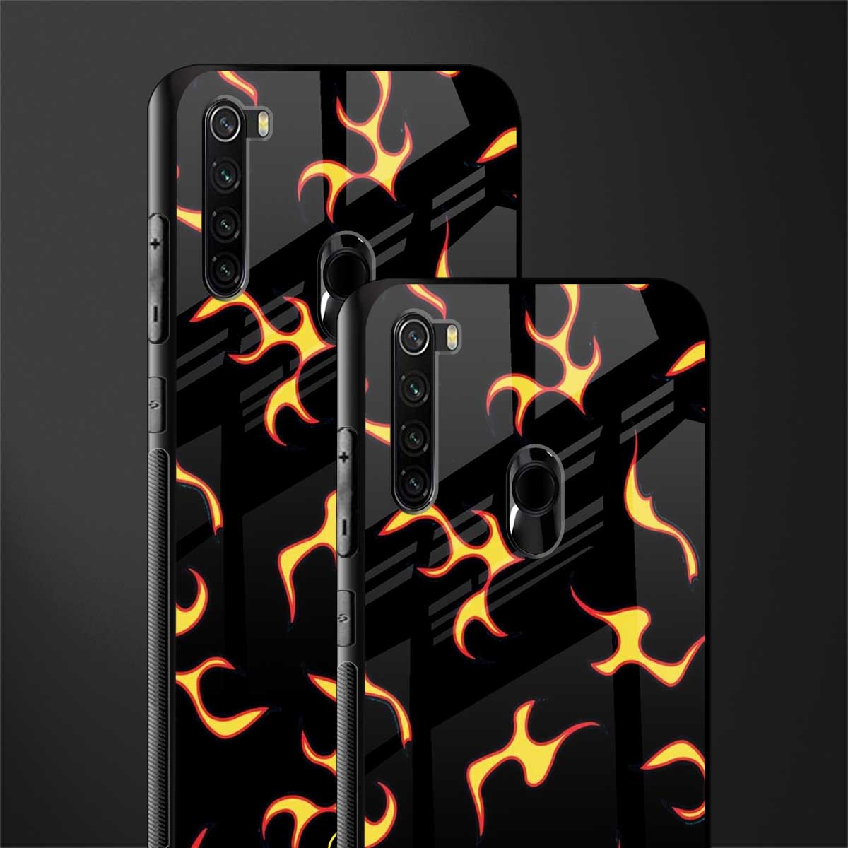 lil flames on black glass case for redmi note 8 image-2