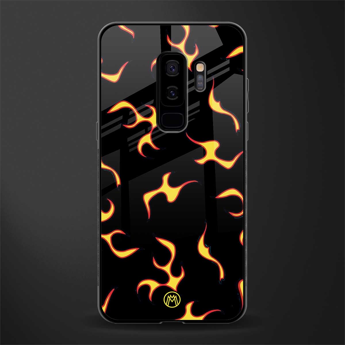 lil flames on black glass case for samsung galaxy s9 plus image