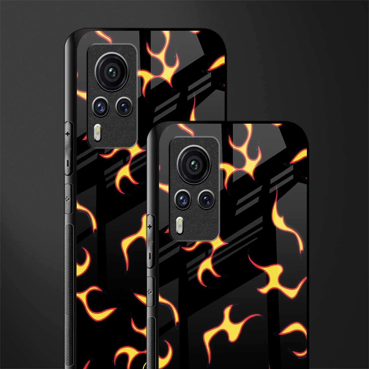 lil flames on black glass case for vivo x60 pro image-2