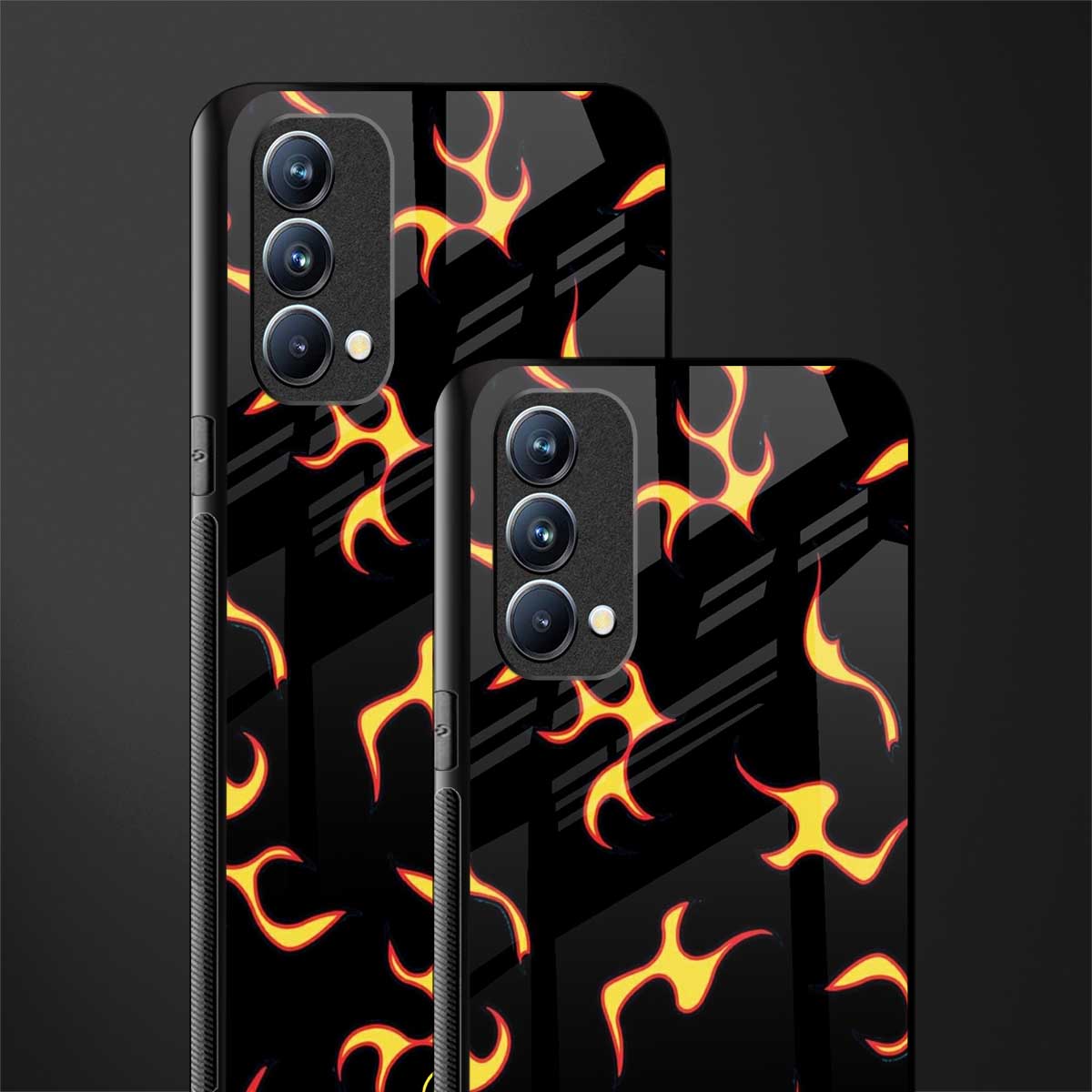 lil flames on black glass case for oppo f19s image-2