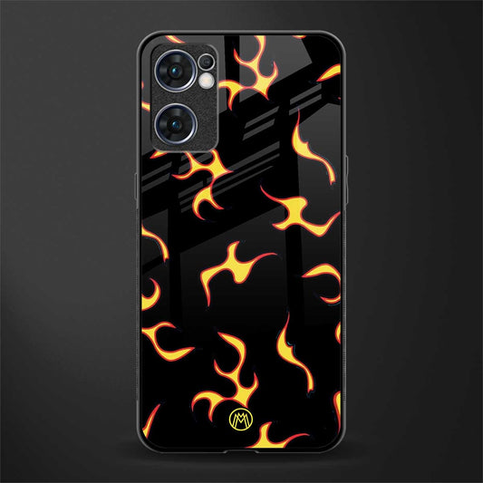 lil flames on black glass case for oppo reno7 5g image