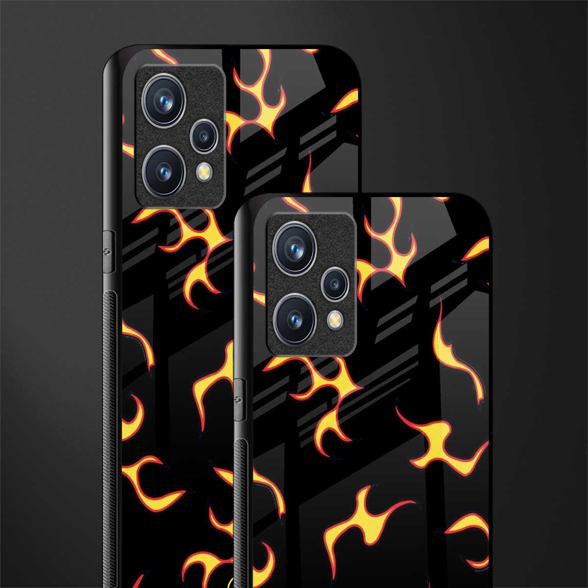 lil flames on black glass case for realme 9 4g image-2