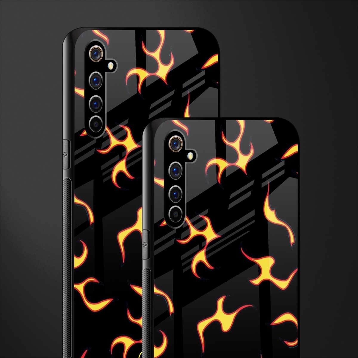 lil flames on black glass case for realme x50 pro image-2