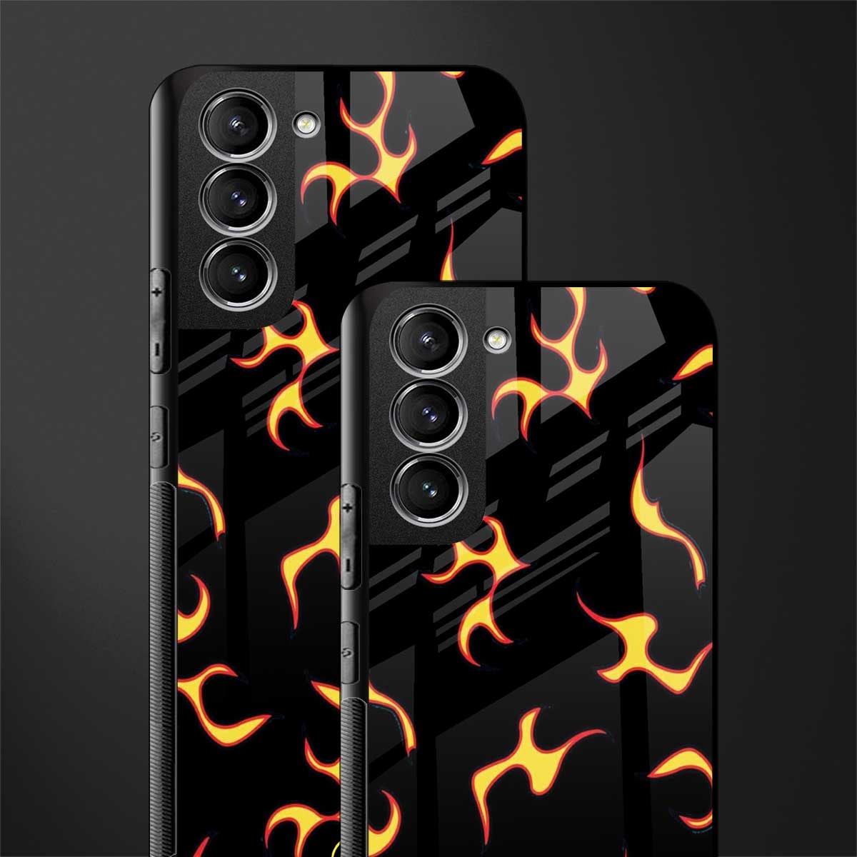 lil flames on black glass case for samsung galaxy s22 5g image-2