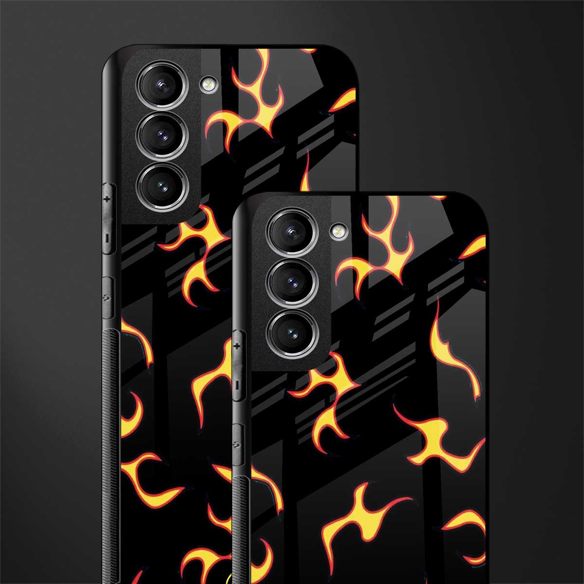 lil flames on black glass case for samsung galaxy s21 image-2