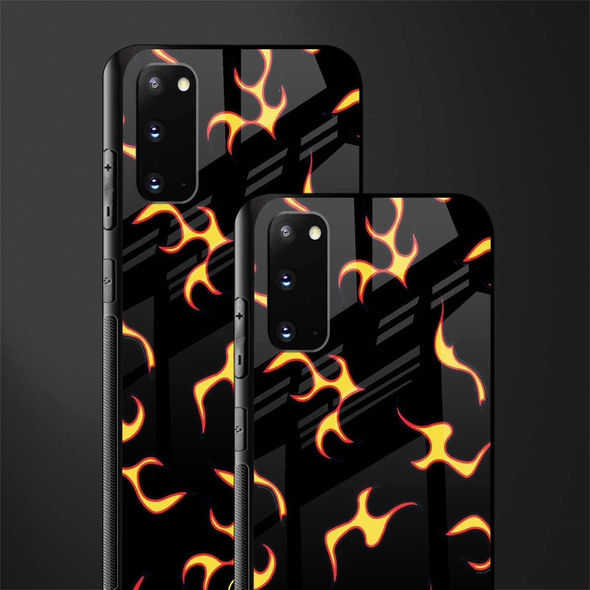 lil flames on black glass case for samsung galaxy s20 image-2