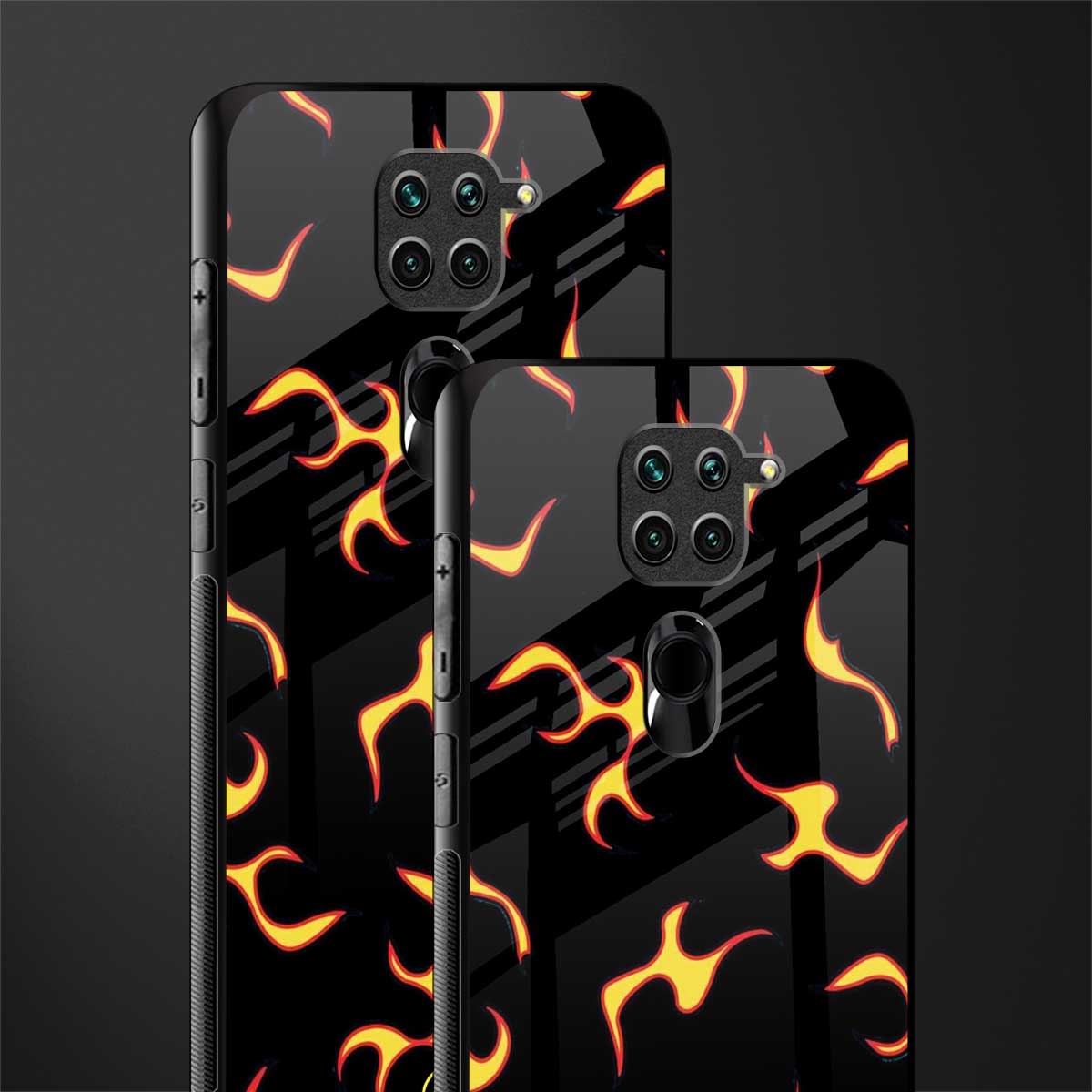 lil flames on black glass case for redmi note 9 image-2