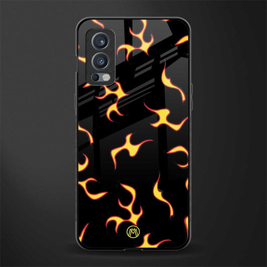 lil flames on black glass case for oneplus nord 2 5g image