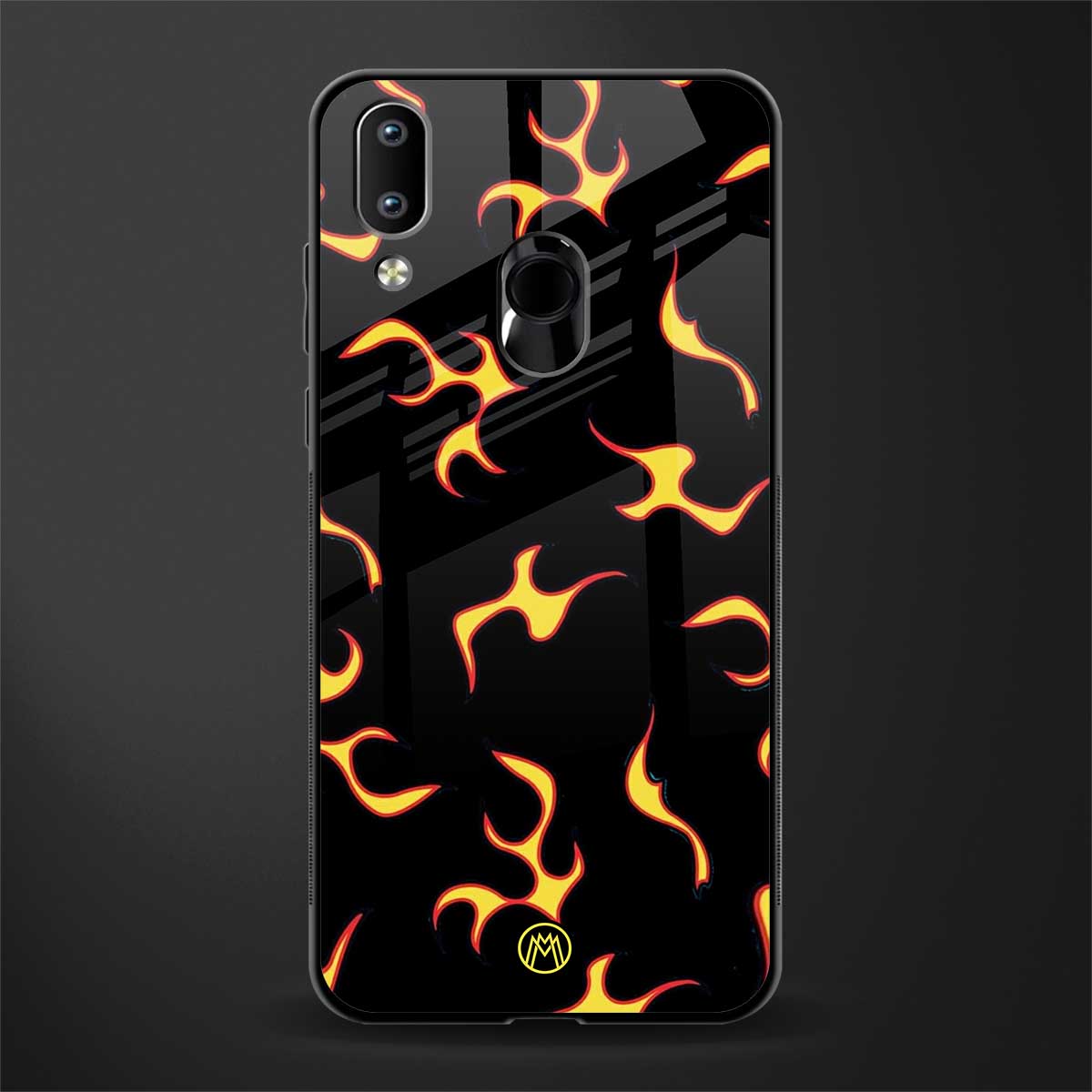 lil flames on black glass case for vivo y91 image