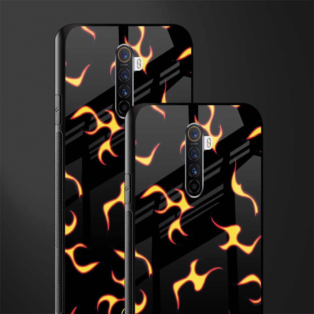 lil flames on black glass case for realme x2 pro image-2
