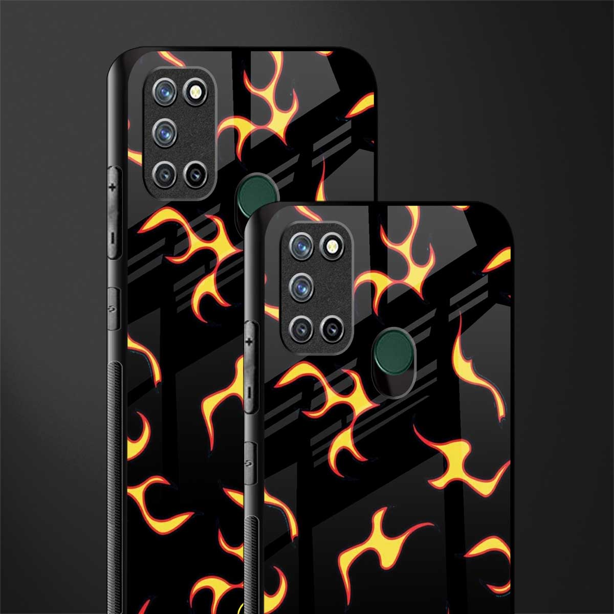 lil flames on black glass case for realme 7i image-2