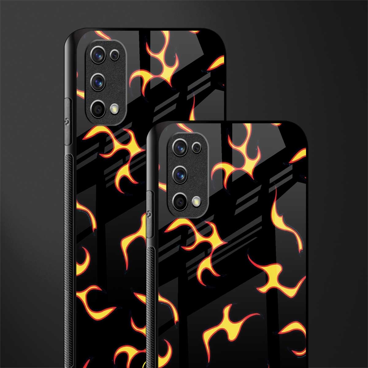lil flames on black glass case for realme 7 pro image-2