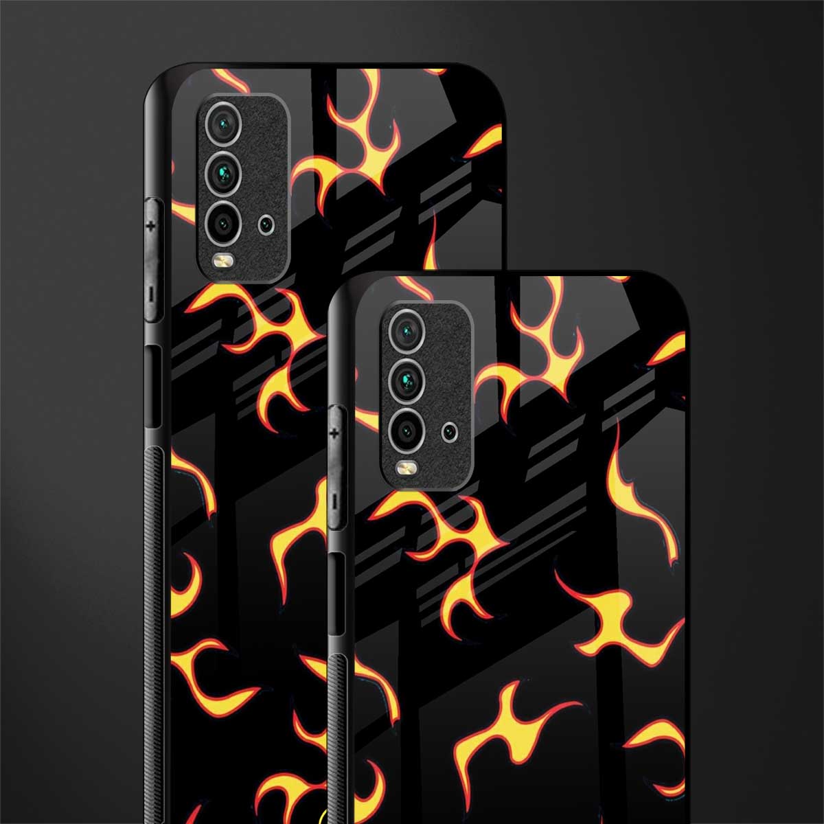 lil flames on black glass case for redmi 9 power image-2