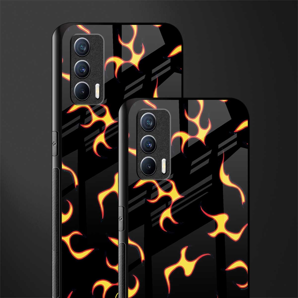 lil flames on black glass case for realme x7 image-2