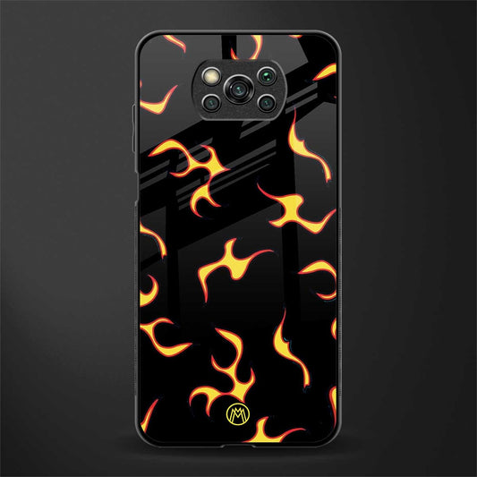 lil flames on black glass case for poco x3 image